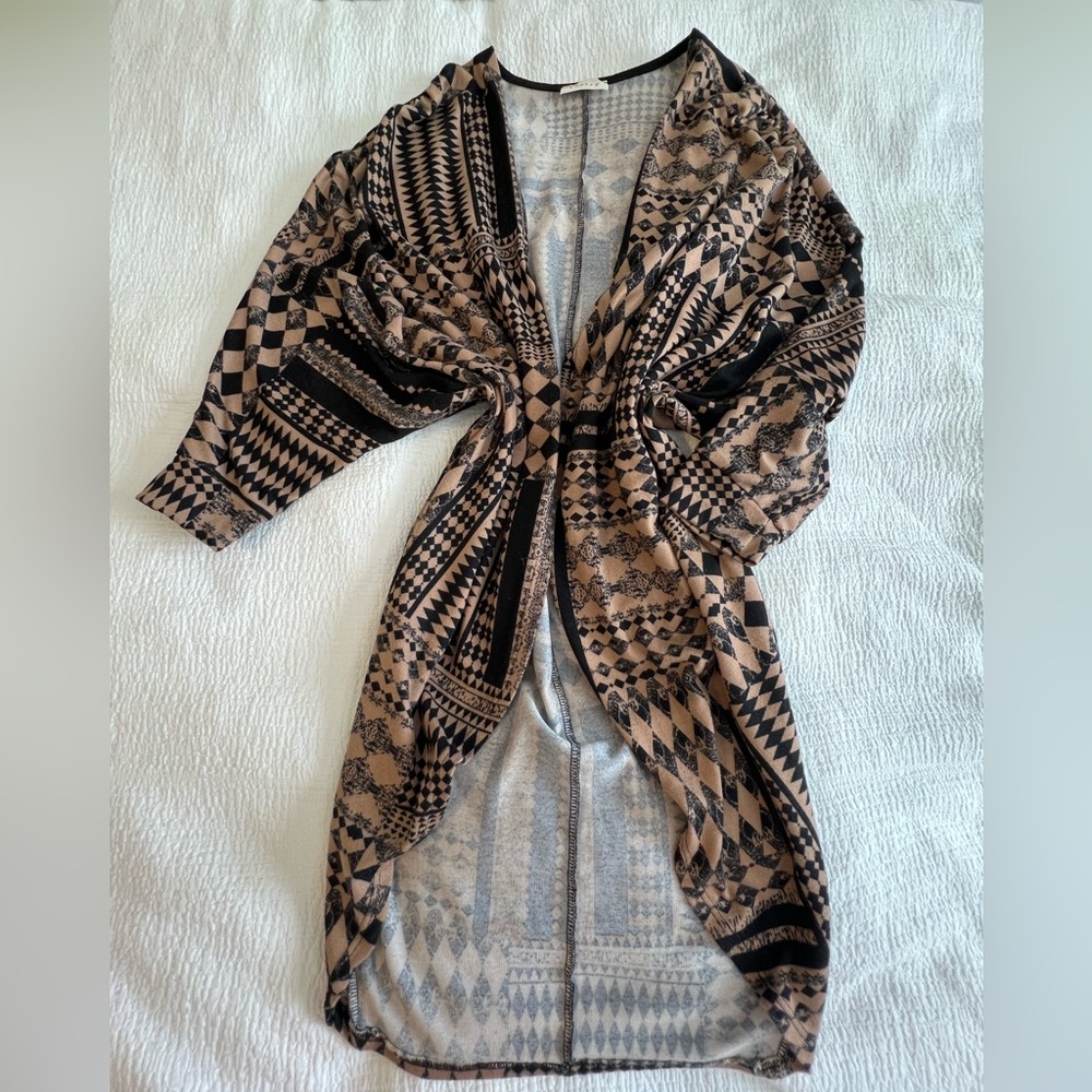 Black/Tan Open Cardigan